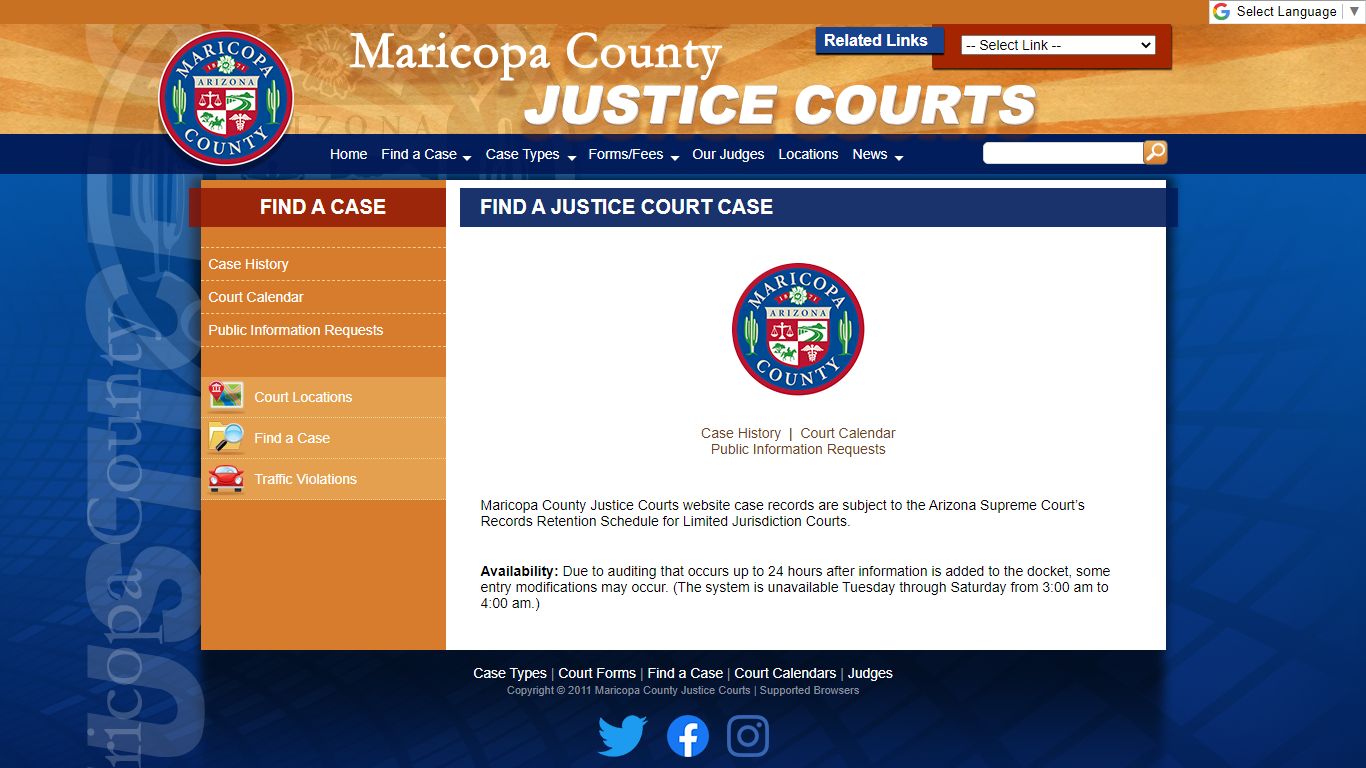 Find a Justice Court Case - Maricopa County, Arizona